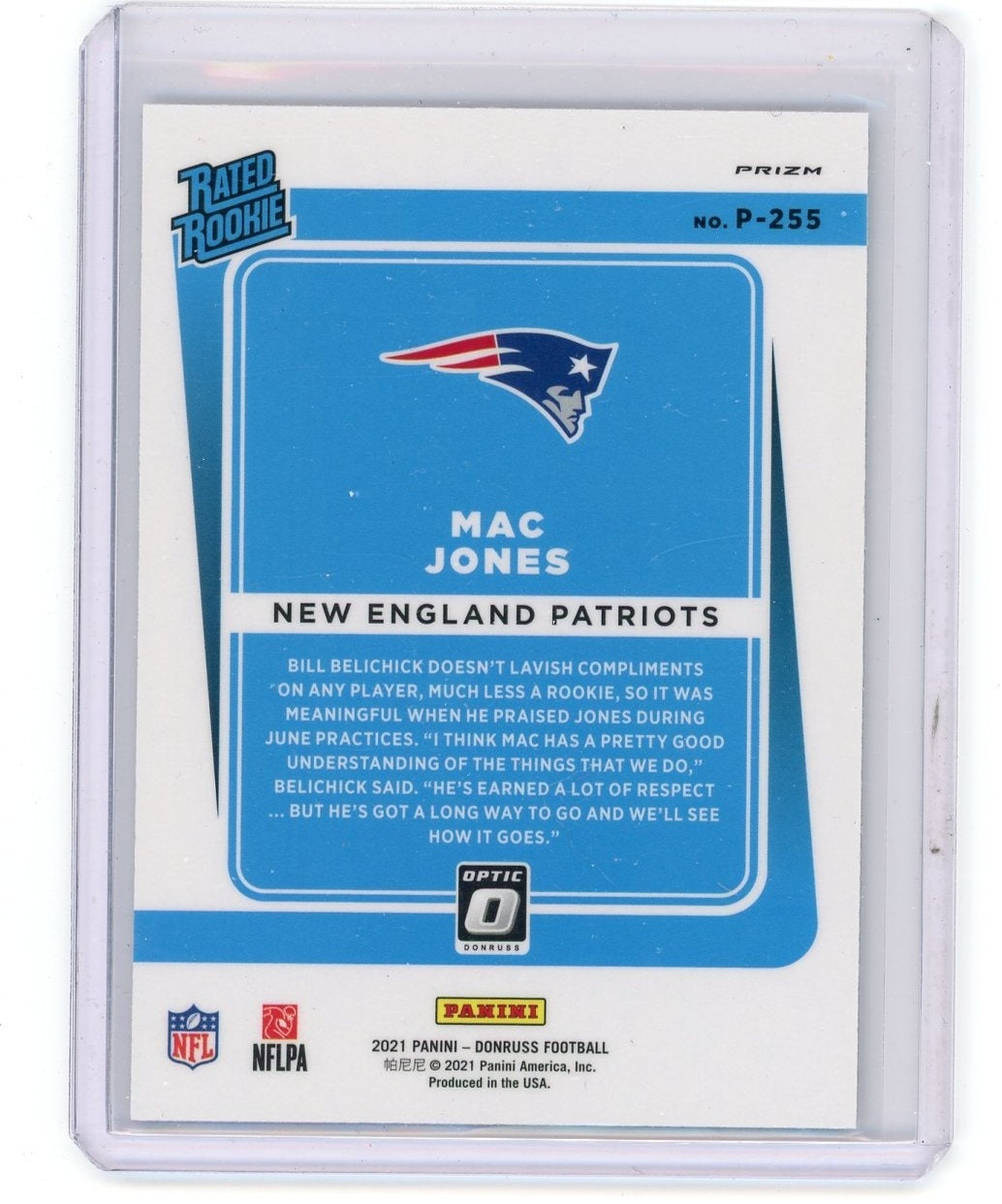 Mac Jones 2021 Panini Donruss Optic silver prizm rookie card