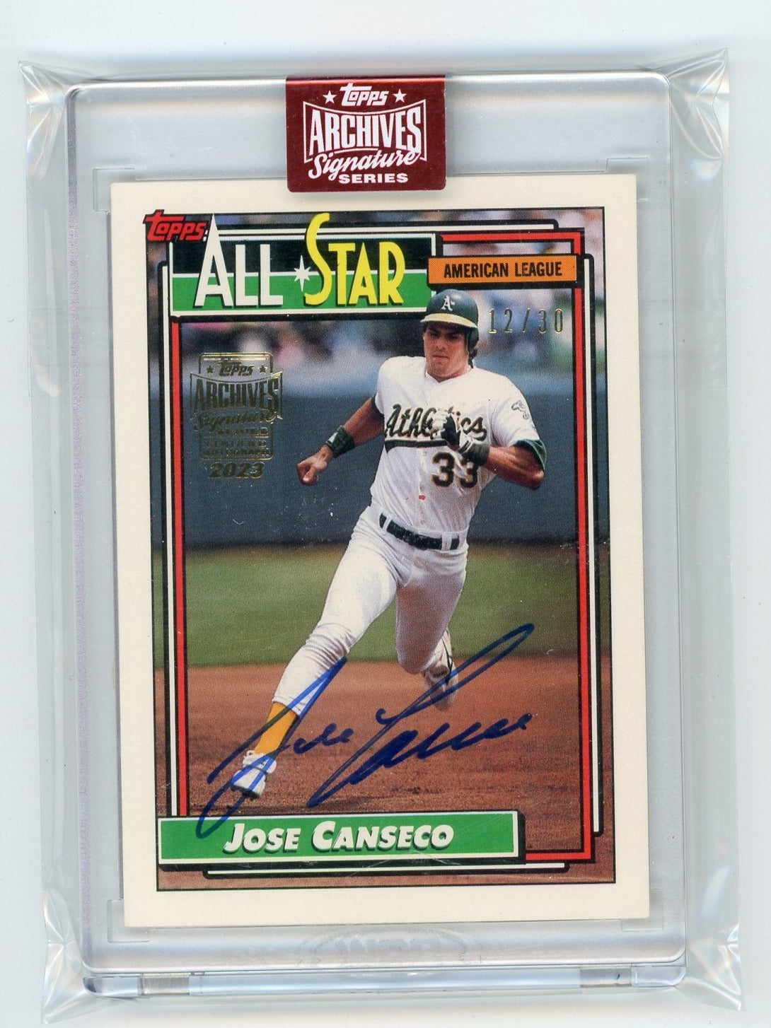 Jose Canseco 2023 Topps Archives Signature 1992 Topps All Star autograph  #'d 12/30
