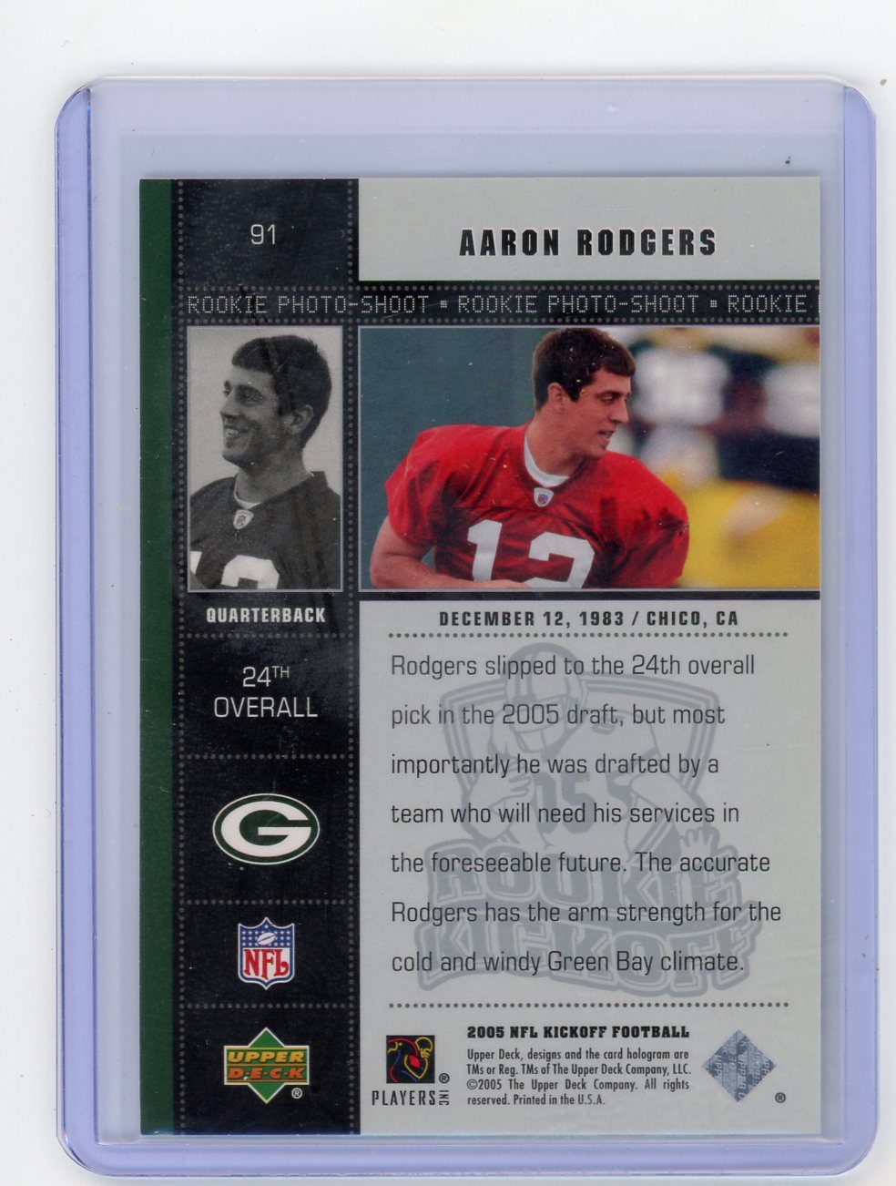 Aaron Rodgers 2005 Upper Deck Kickoff Rookie Kickoff #91