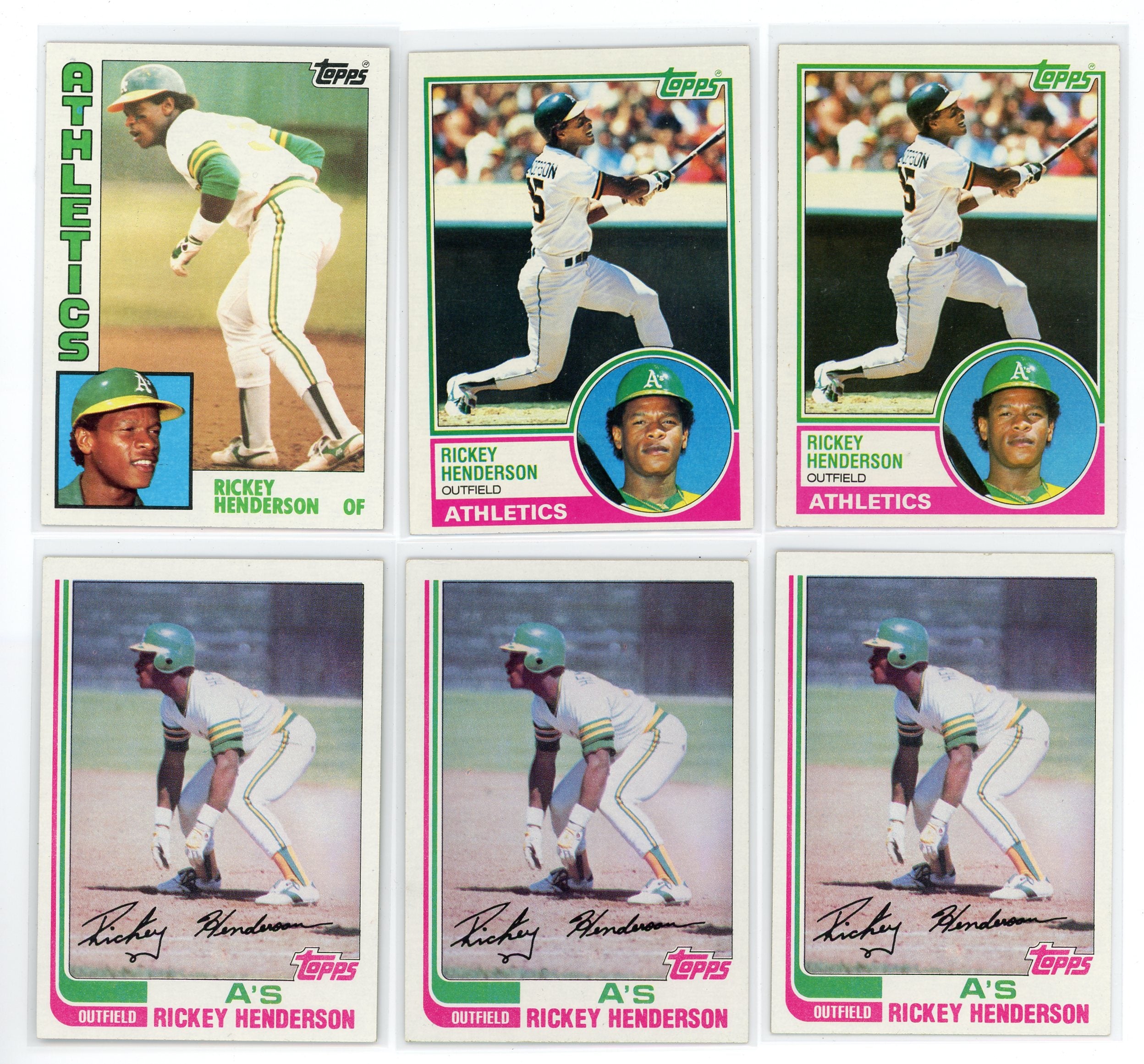 Rickey Henderson 6 Card Lot 1982x3 1983x2 1984x1