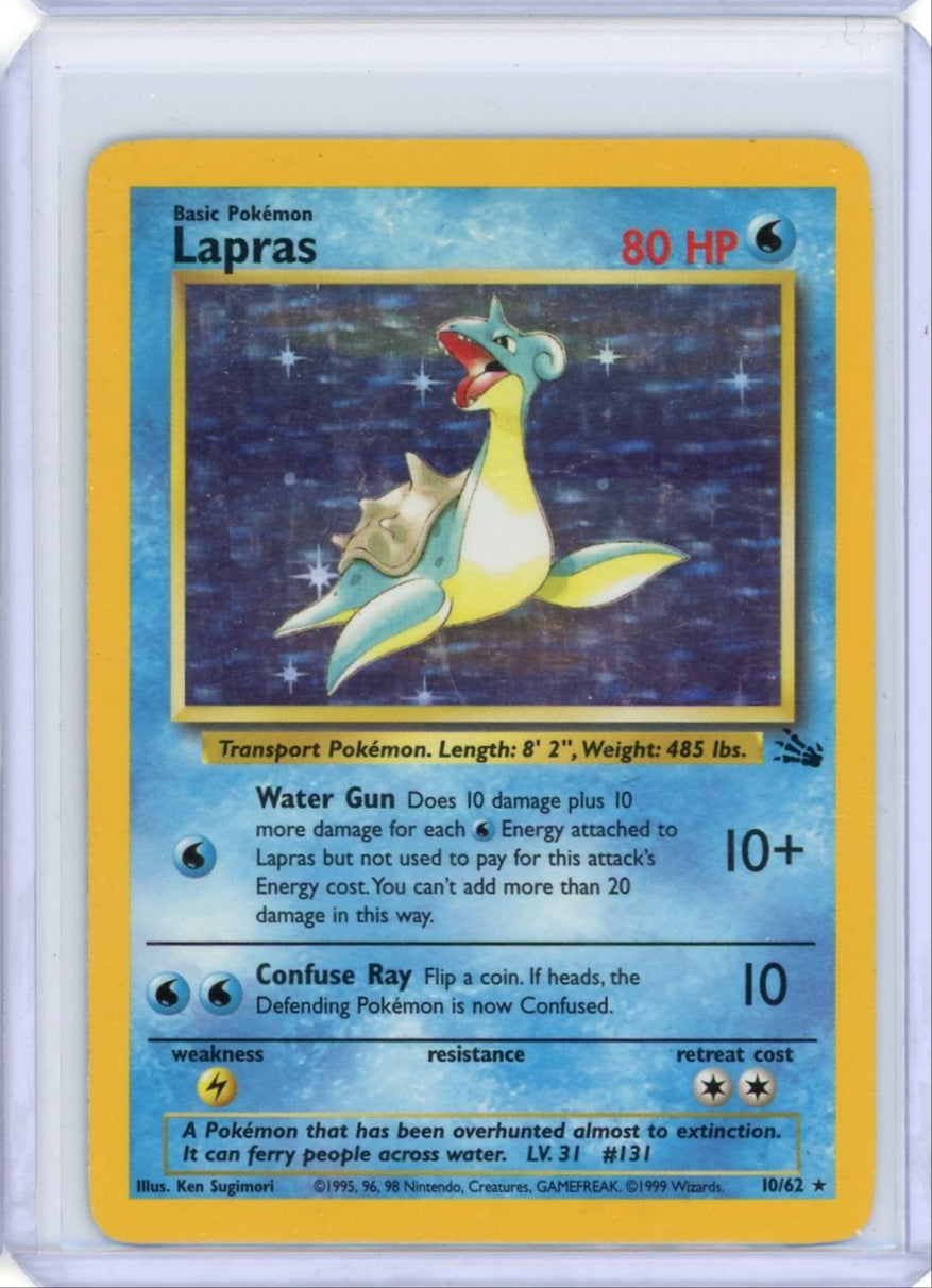 Lapras 1999 Pokemon Fossil holo #10/62 HP