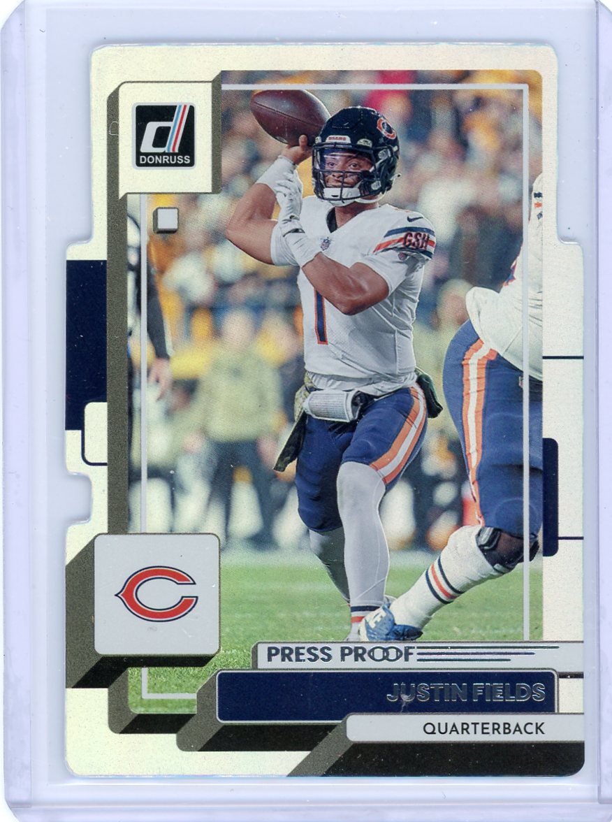 Justin Fields 2022 Panini Donruss Press Proof silver die-cut #'d 03/75