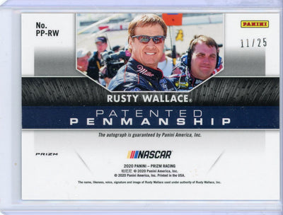 Rusty Wallace 2020 Panini Prizm Racing NASCAR hyper blue prizm autograph #'d 11/25