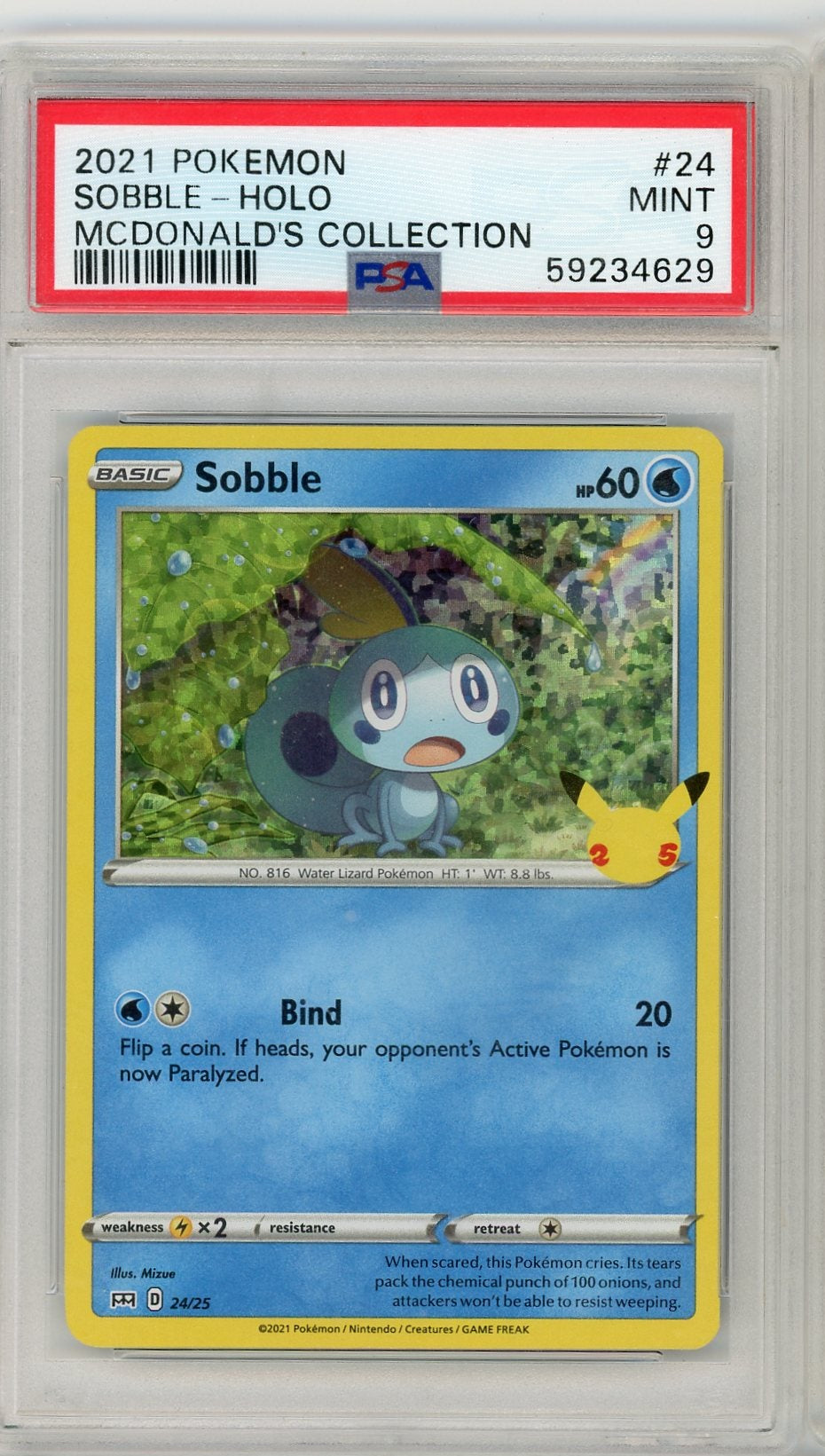 Sobble 2021 Pokemon McDonald's Collection holo #24/25 PSA 9