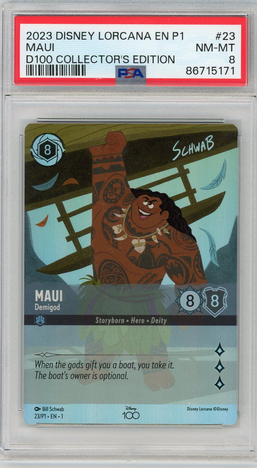 Maui 2023 Disney Lorcana D100 Collector's Edition promo PSA 8