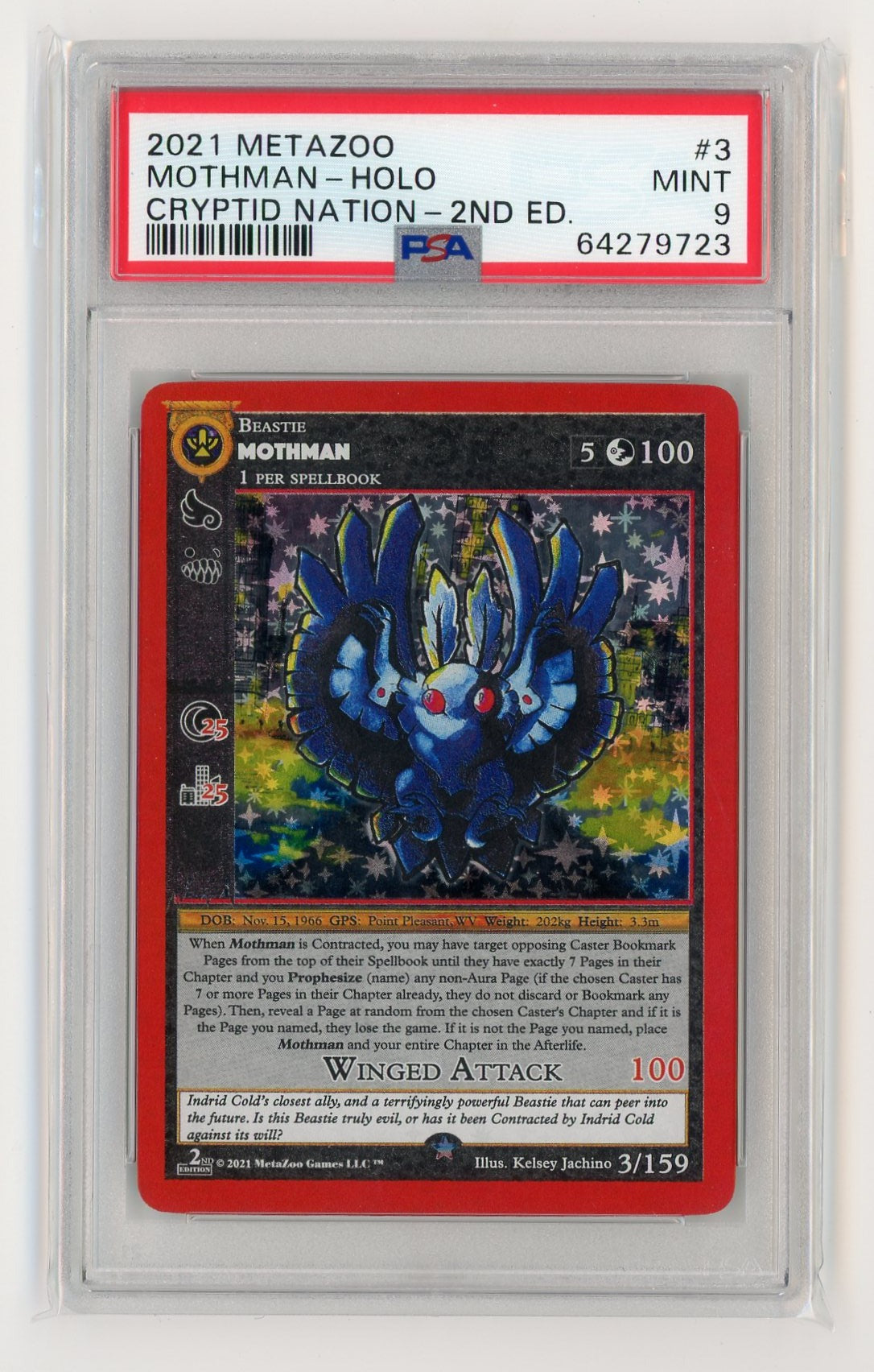 Mothman 2021 MetaZoo Cryptid Nation 2nd Edition Holo PSA 9 Piece Of The Game Mothman 2021 MetaZoo Cryptid Nation 2nd Edition Holo PSA 9 Piece Of The Game