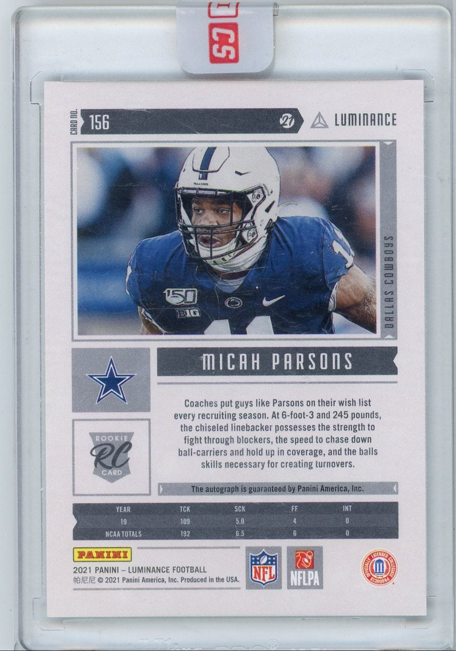 Micah Parsons 2021 Panini Luminance autograph rookie card (sealed) #'d 144/349