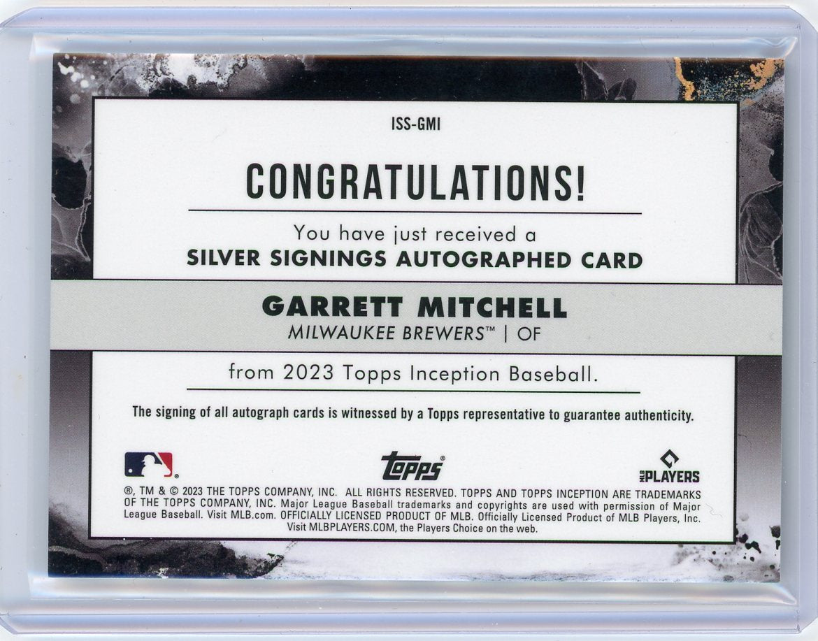 Garrett Mitchell 2023 Topps Inception Silver Signings autograph #'d 28/99