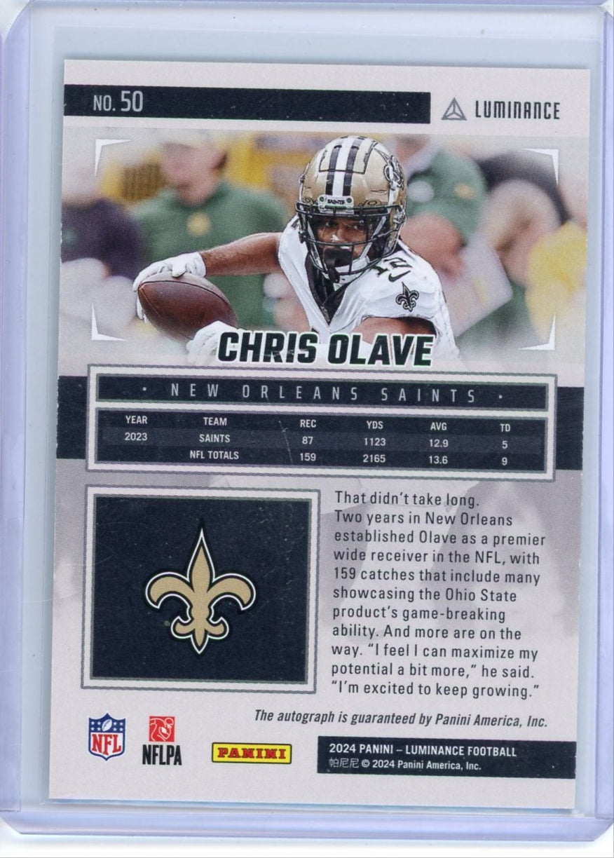 Chris Olave 2024 Panini Luminance Autographs Green #'d 04/25