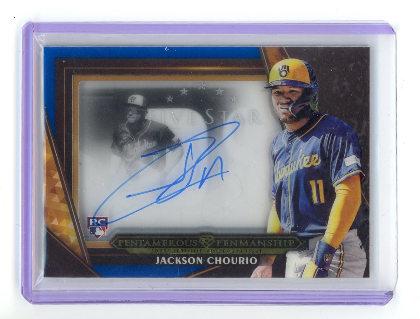 Jackson Chourio 2024 Topps Five Star Pentamerous Penmanship RC Auto #'d 05/15