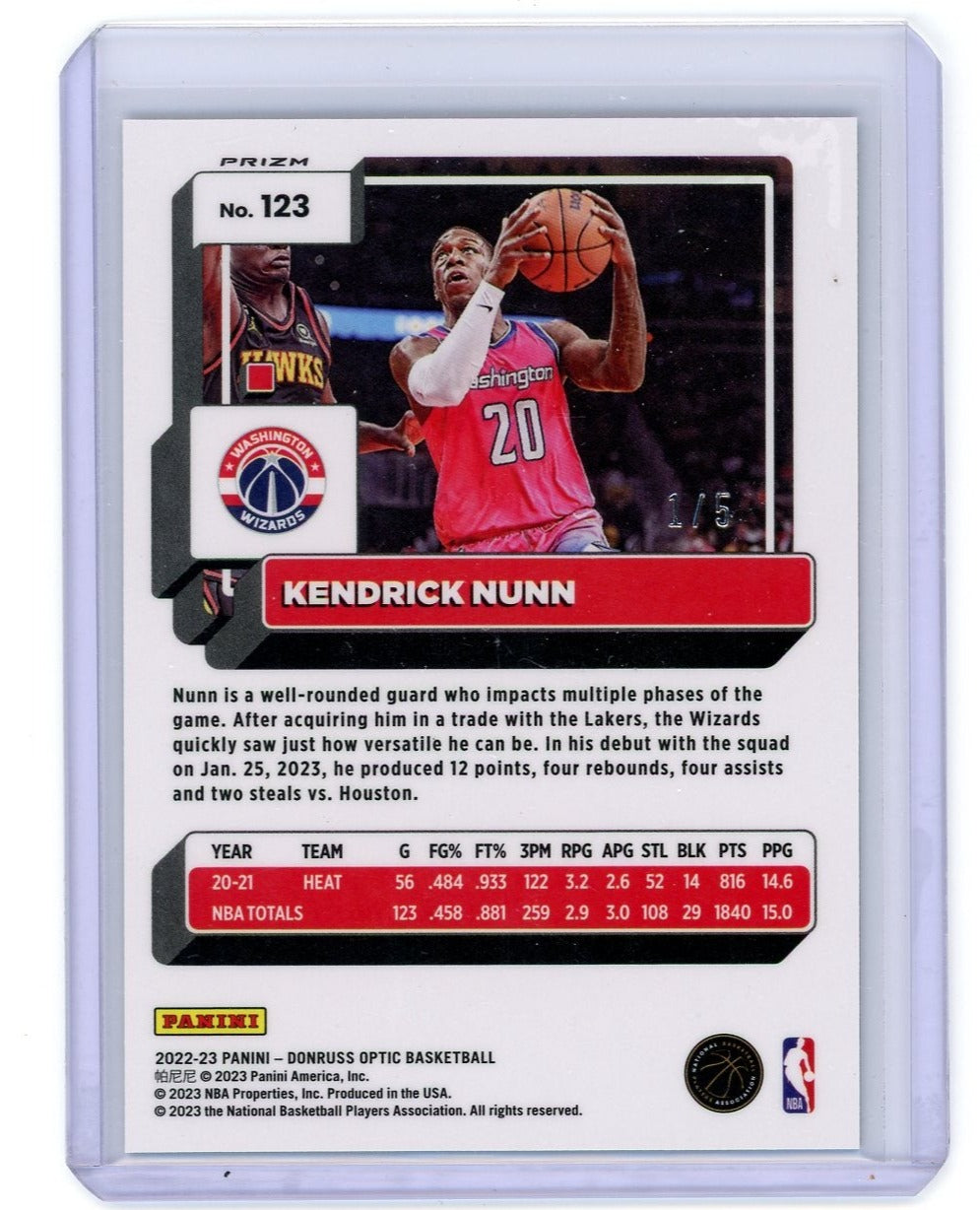 Kendrick Nunn 2022-23 Panini Donruss Optic green prizm #'d 1/5