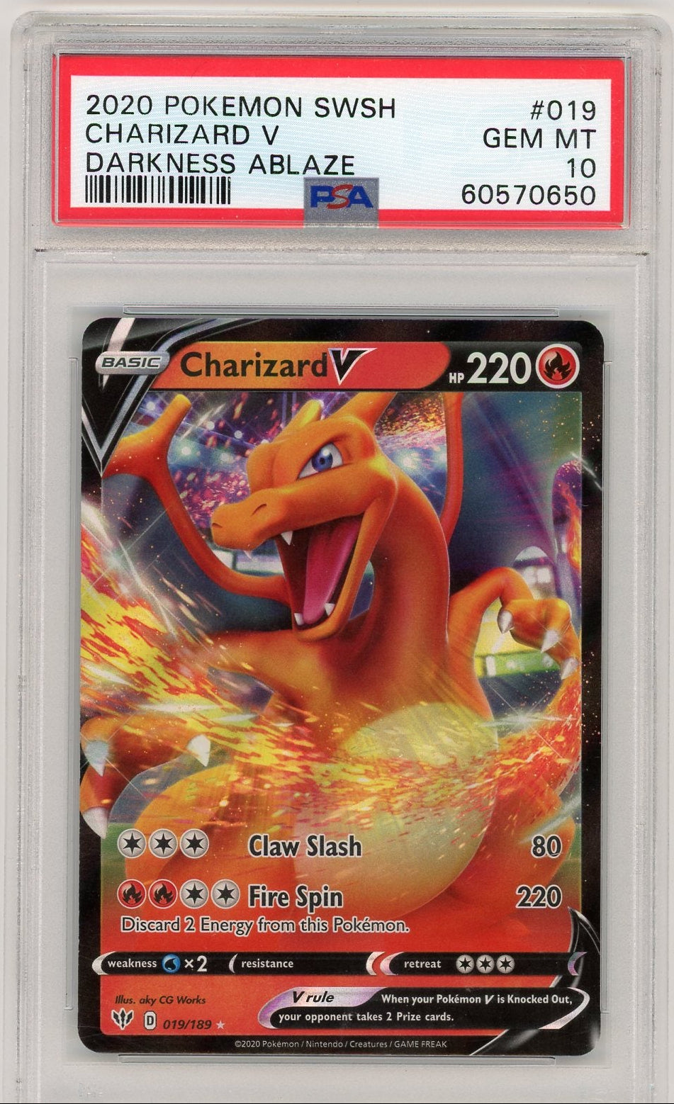 Charizard V 2020 Pokemon Darkness Ablaze #091/189 PSA 10