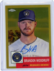 Brandon Woodruff 2022 Topps Chrome Platinum Anniversary auto gold refractor #'d 04/50