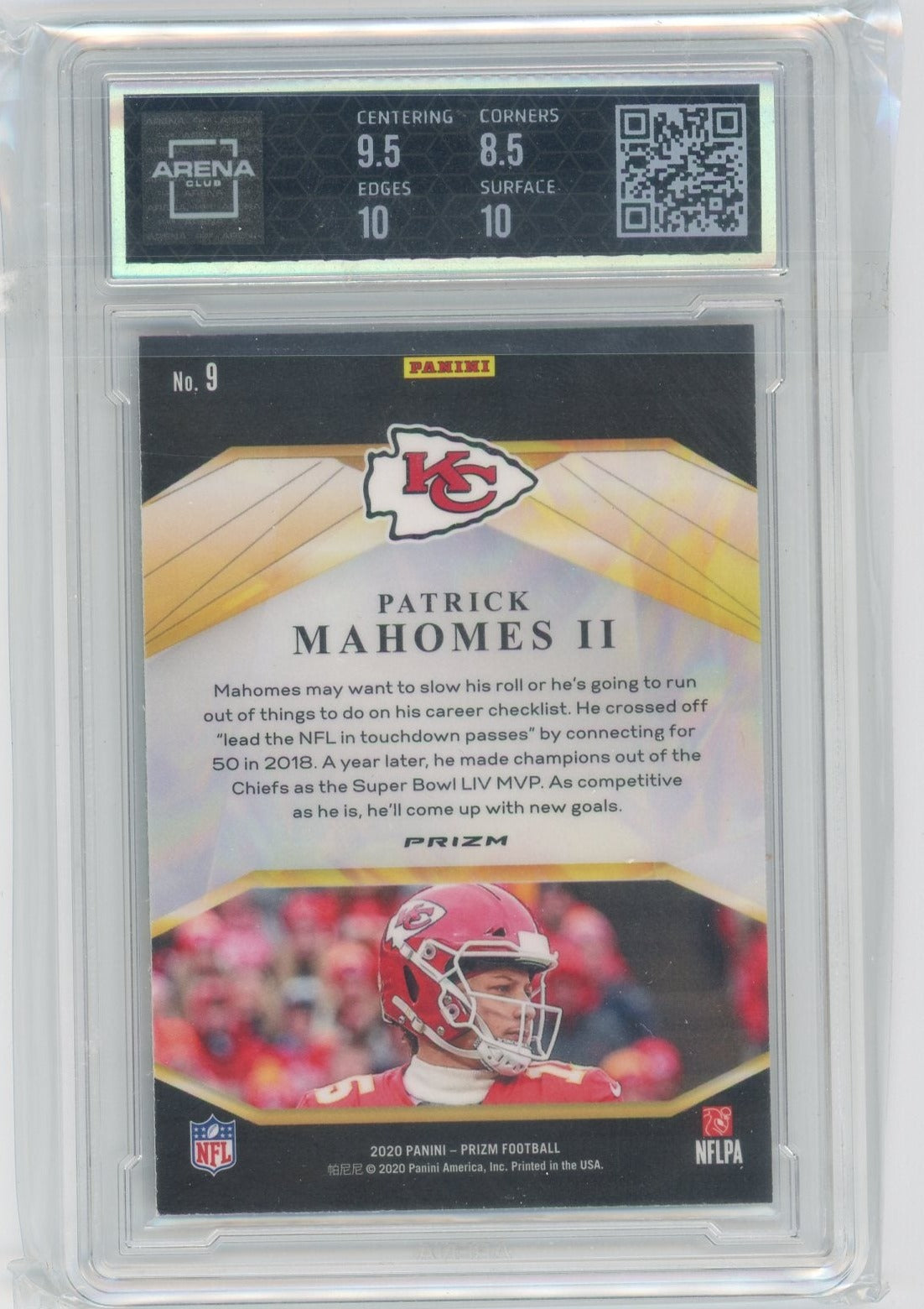 Patrick Mahomes 2020 Panini Prizm Brilliance green prizm ARENA 9