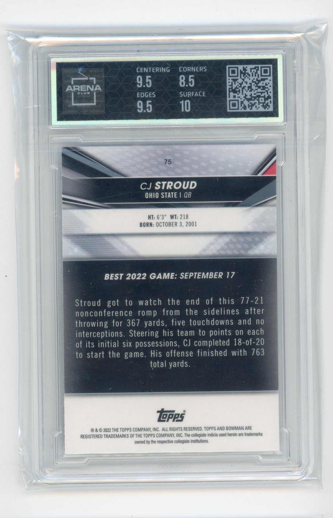 CJ Stroud 2022-23 Bowman's Best University #75 ARENA 9