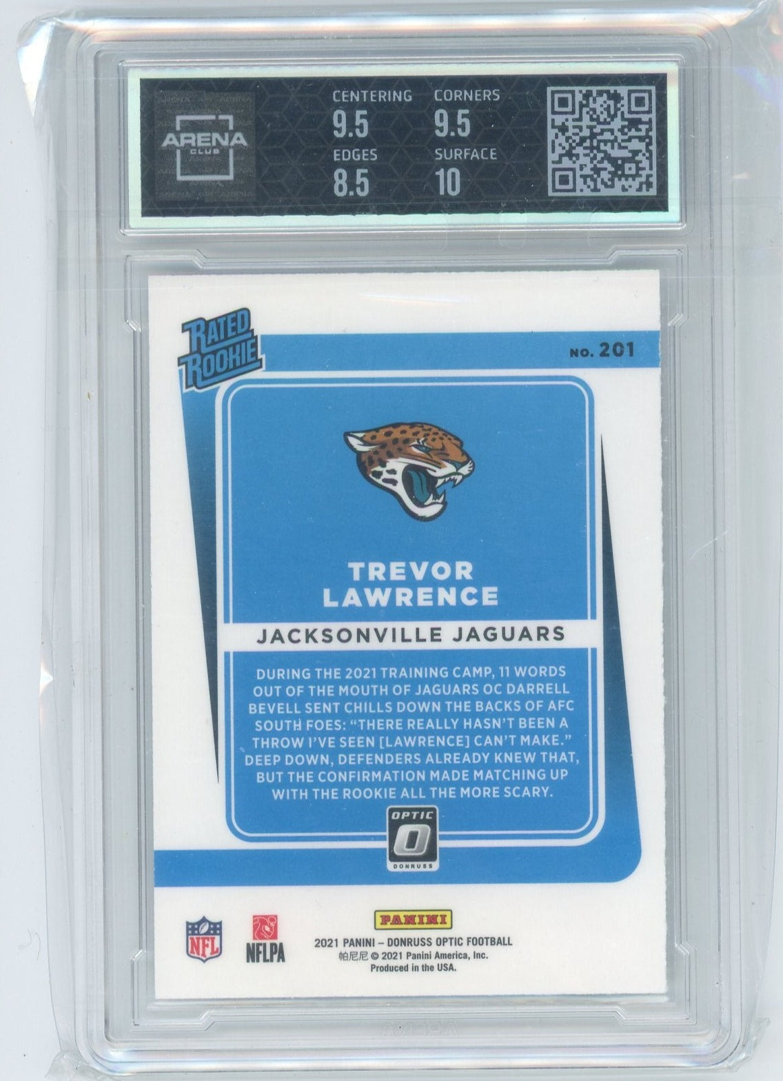 Trevor Lawrence 2021 Panini Donruss Optic rookie card ARENA 9