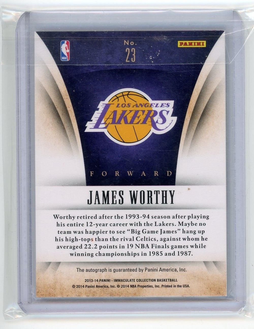 James Worthy 2013-14 Immaculate HoF Hereos Autograph #'d 02/49