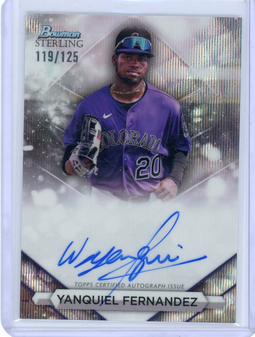 Yanquiel Fernandez 2023 Bowman Sterling autograph wave refractor #'d 119/125