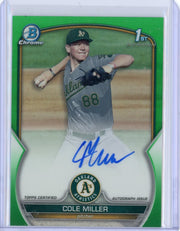 Cole Miller 2023 1st Bowman Chrome Draft green refractor autograph #'d 96/99