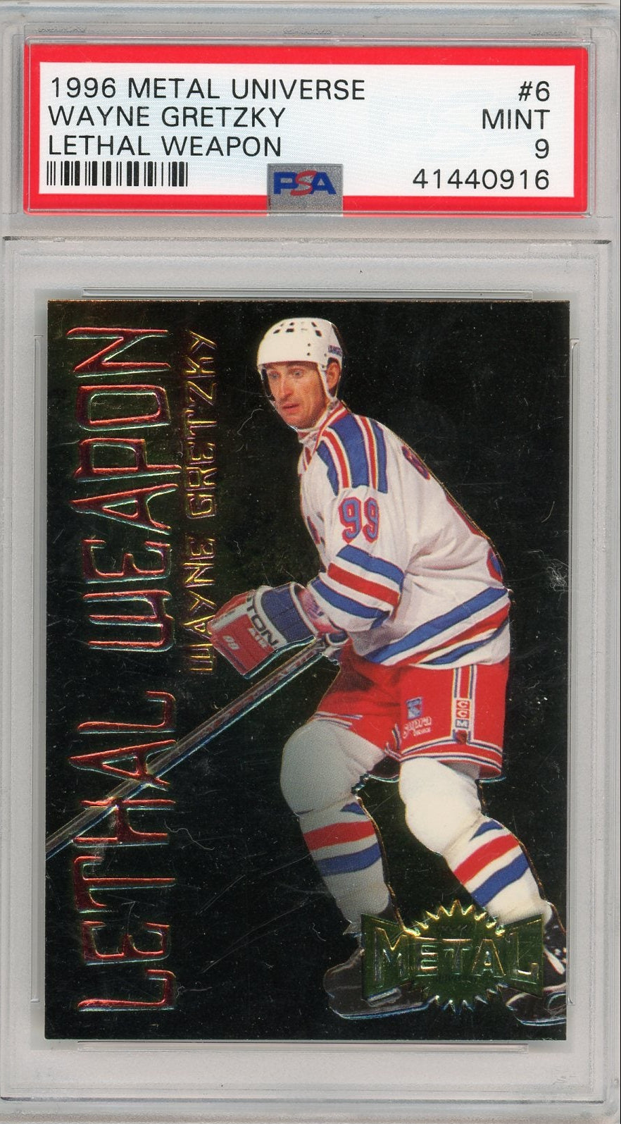 Wayne Gretzky 1996 Metal Universe Lethal Weapon PSA 9