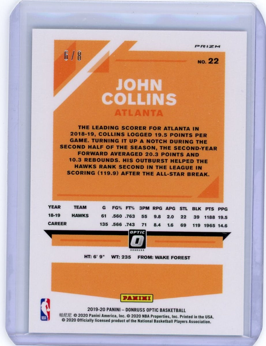 John Collins 2019-20 Panini Donruss Optic Lucky Envelope hyper prizm #'d 6/8