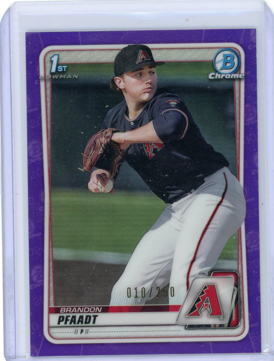 Brandon Pfaadt 2020 1st Bowman Chrome purple ref. #'d 010/250 ...