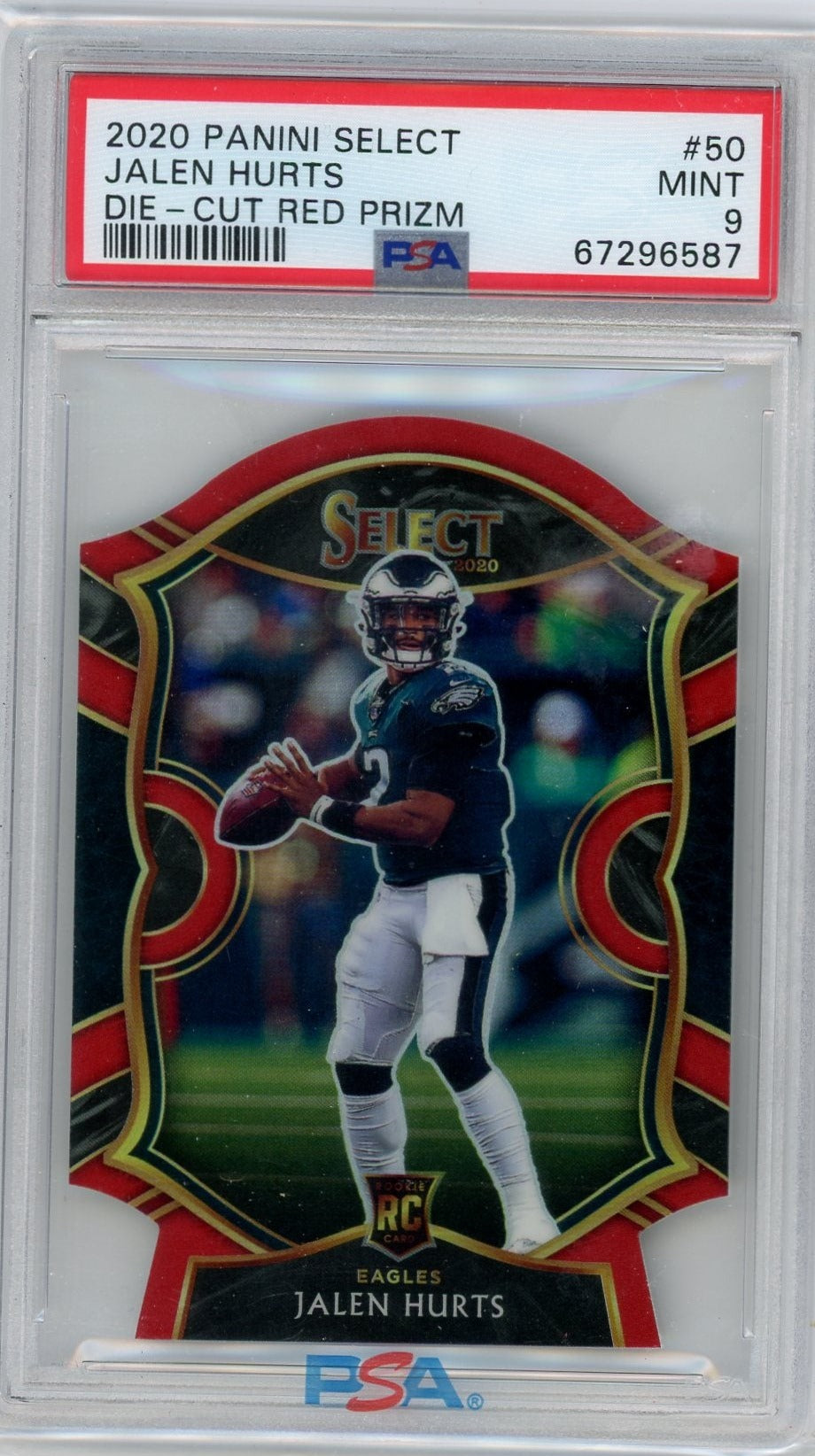 Jalen Hurts 2020 SELECT MAROON DIE-CUT ROOKIE RC #150 PHILADELPHIA EAGLES!