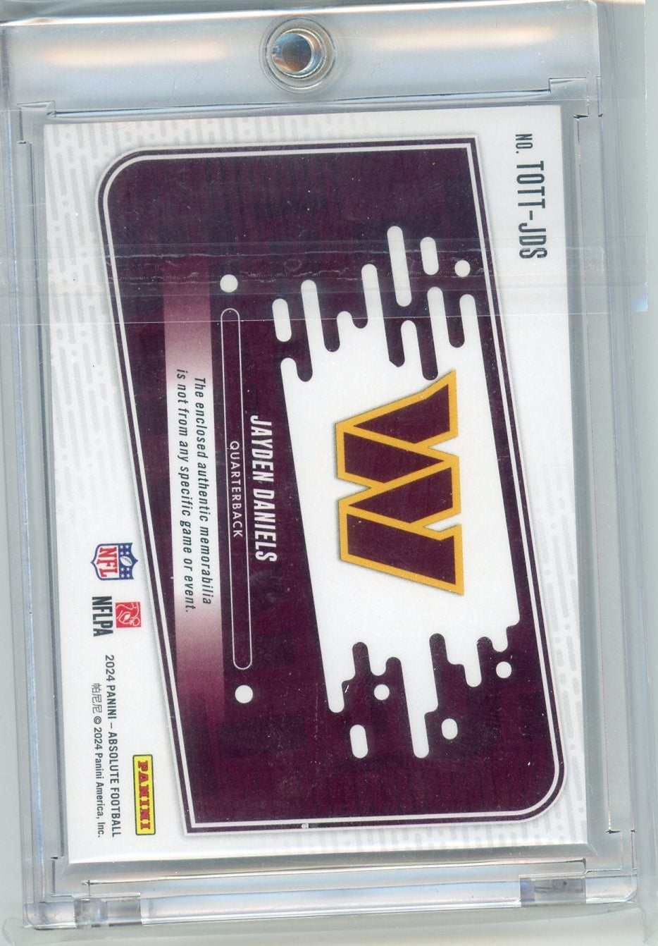 Jayden Daniels 2024 Panini Absolute Tools of the Trade Triple Patch /249