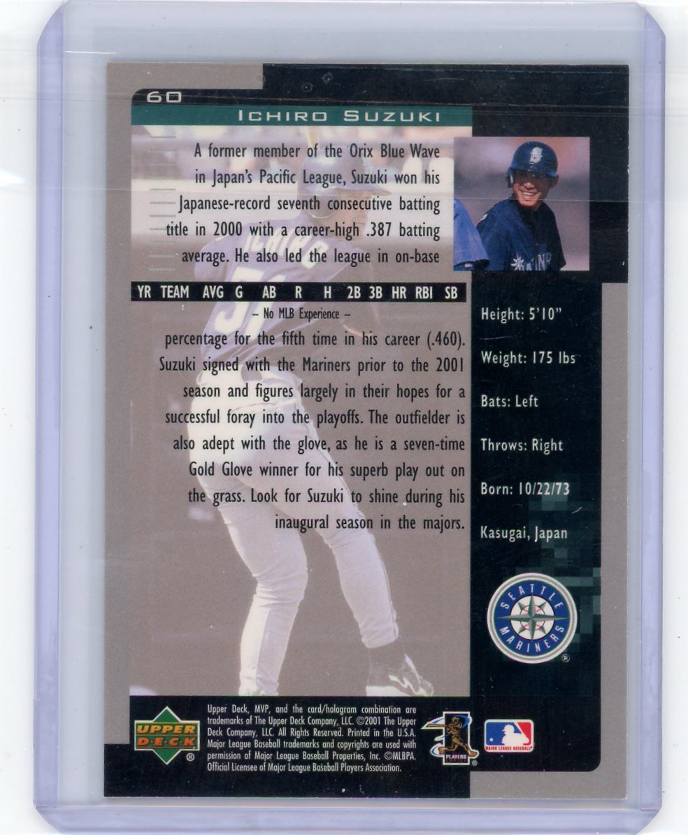 Ichiro Suzuki 2001 Upper Deck MVP rookie card
