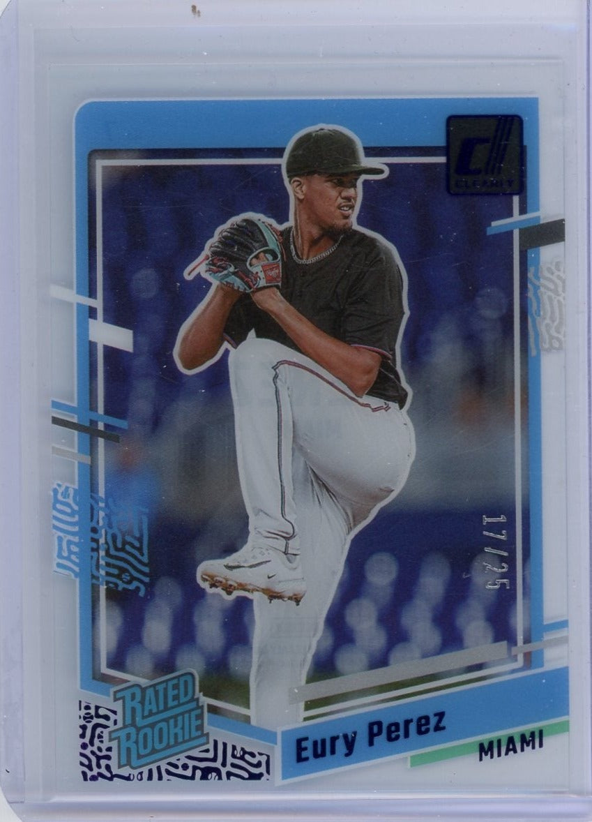 Eury Perez 2023 Panini Chronicles Clearly Donruss rookie card #'d 17/25