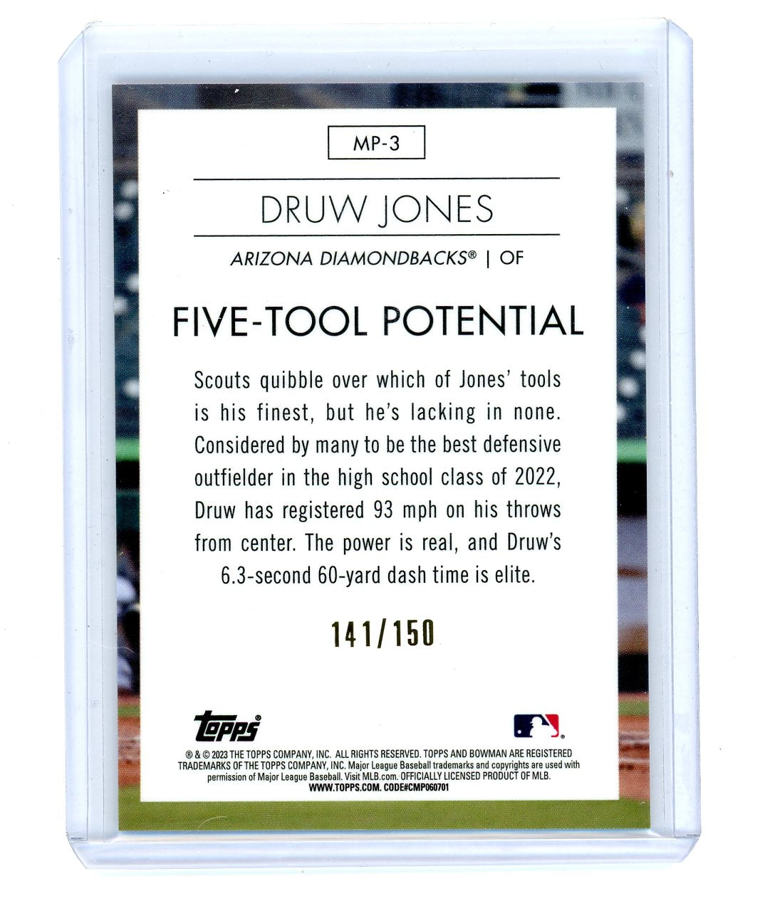 Druw Jones 2023 Bowman Chrome Modern Prospects atomic refractor #'d 141/150