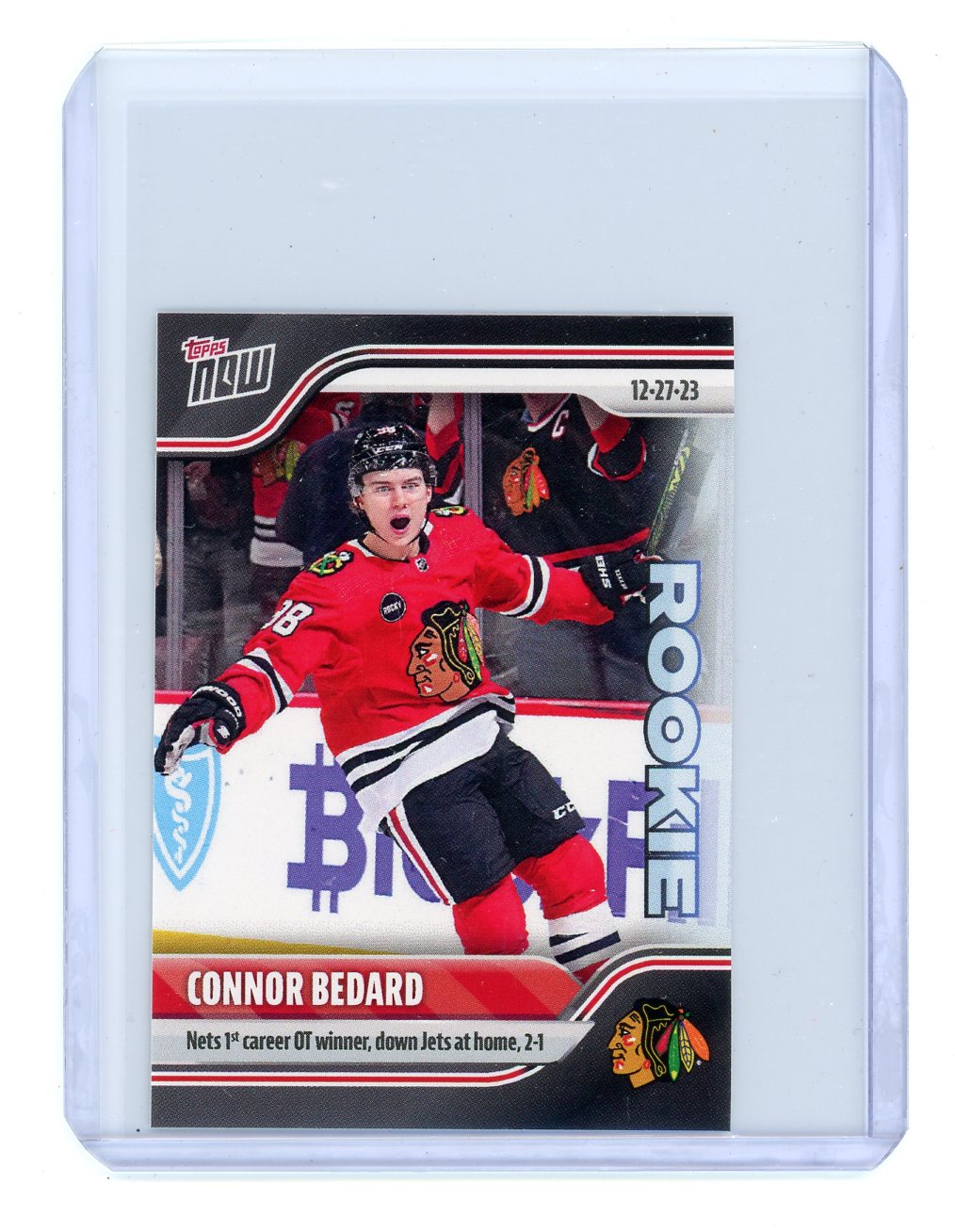 Connor Bedard 2023 Topps Now Sticker "1st Career OT Winner" #72