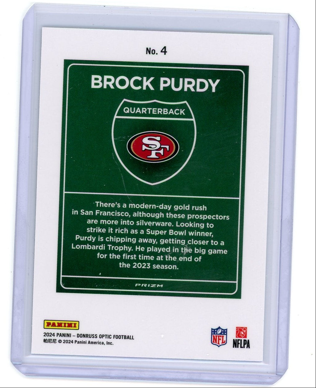 Brock Purdy 2024 Panini Donruss Optic Downtown SP