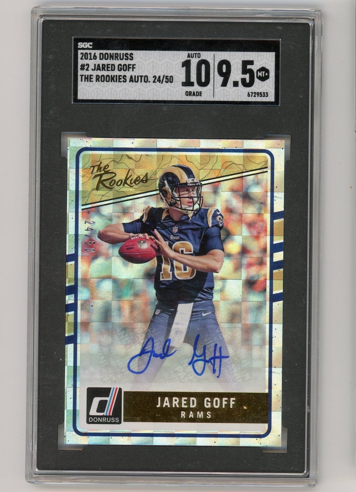 Jared Goff 2016 Panini Donruss The Rookies autograph #'d 24/50 SGC 9.5 AUTO 10