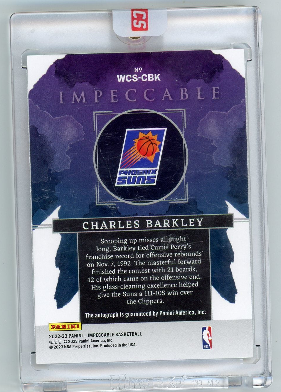 Charles Barkley 2022-23 Panini Impeccable Water Color autograph #'d 7/8