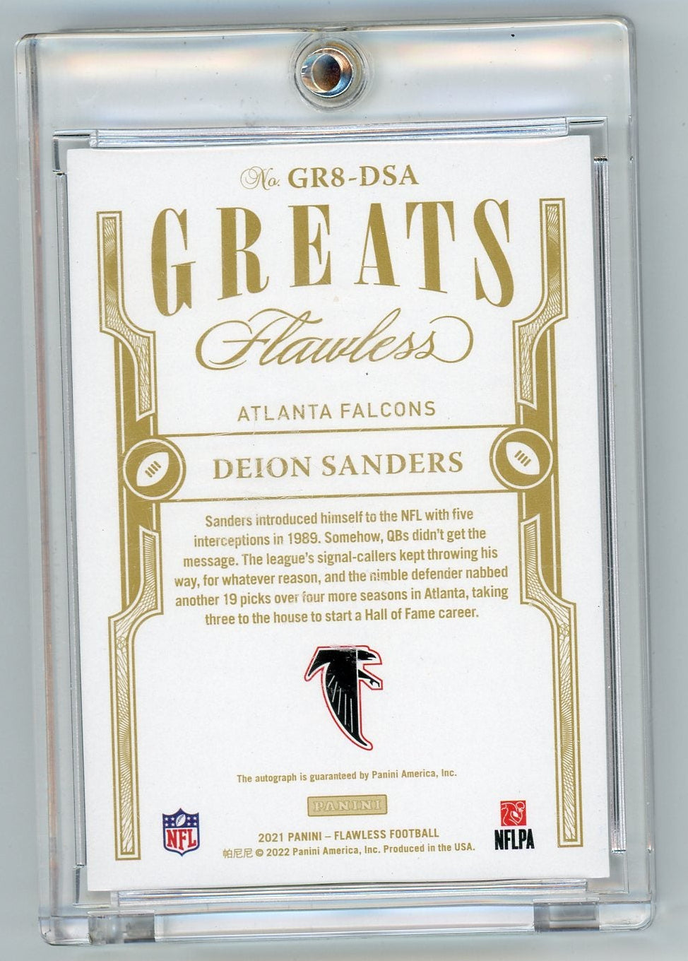 Deion Sanders 2021 Panini Flawless Greats autograph #'d 11/15
