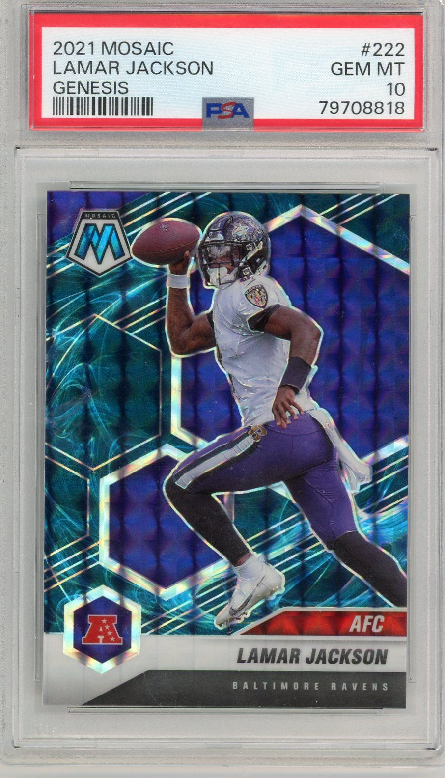 Lamar Jackson 2021 Panini Mosaic Genesis #222 PSA 10