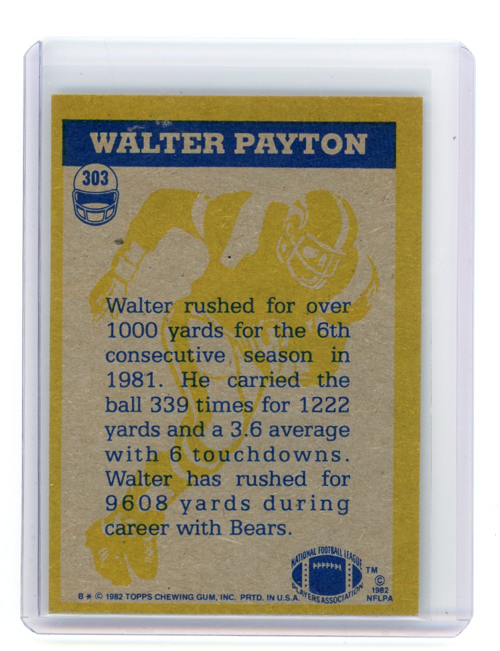 Walter Payton 1982 Topps In Action #303