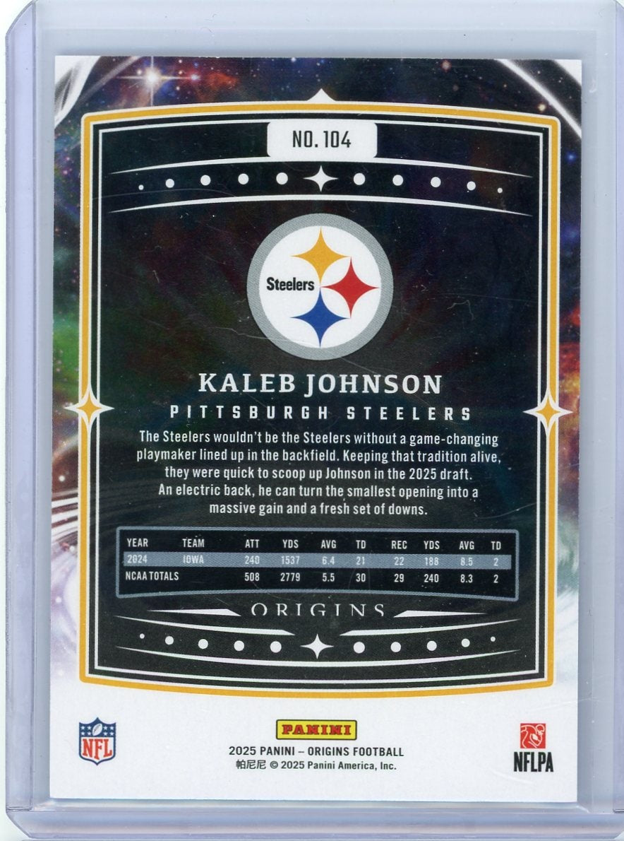 Kaleb Johnson 2025 Panini Origins rookie card blue #'d 89/99
