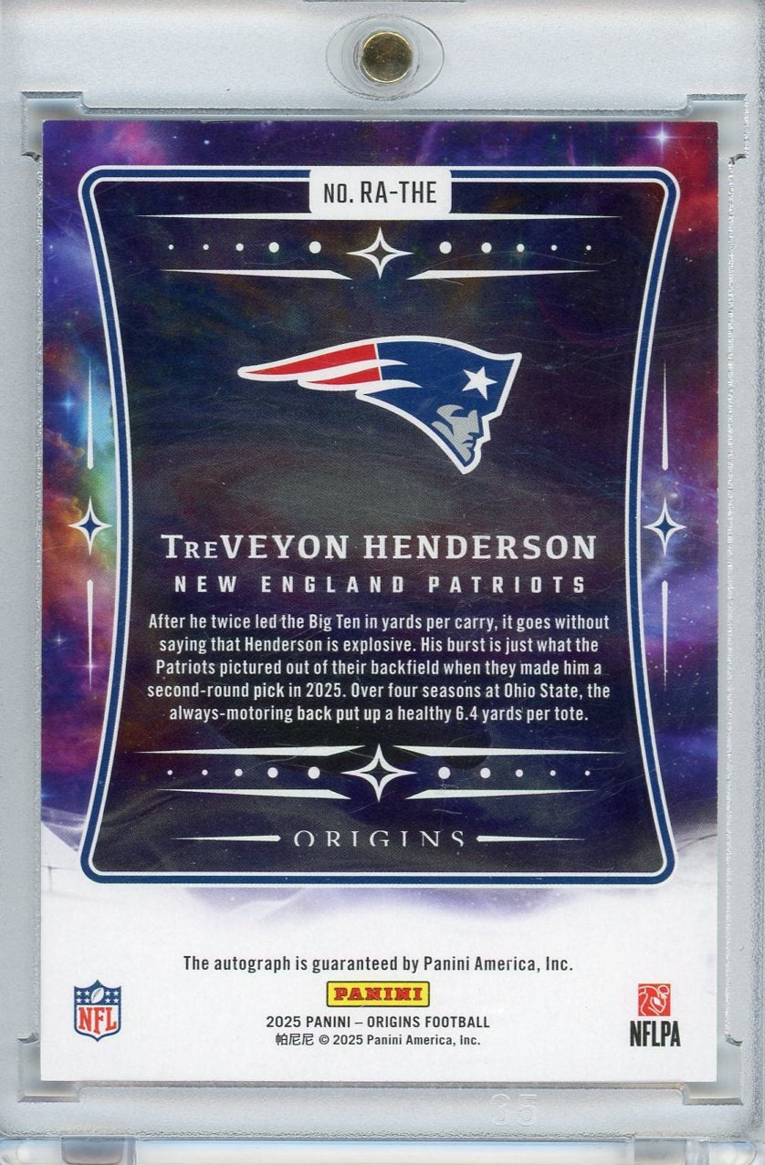 TreVeyon Henderson 2025 Origins Football Rookie Autograph RC