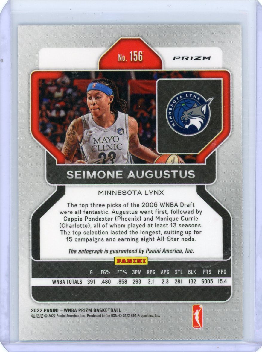 Seimone Augustus 2022 Panini Prizm WNBA silver prizm autograph