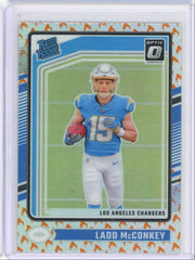 Ladd McConkey 2024 Panini Donruss Optic Fire Emoji prizm rookie card