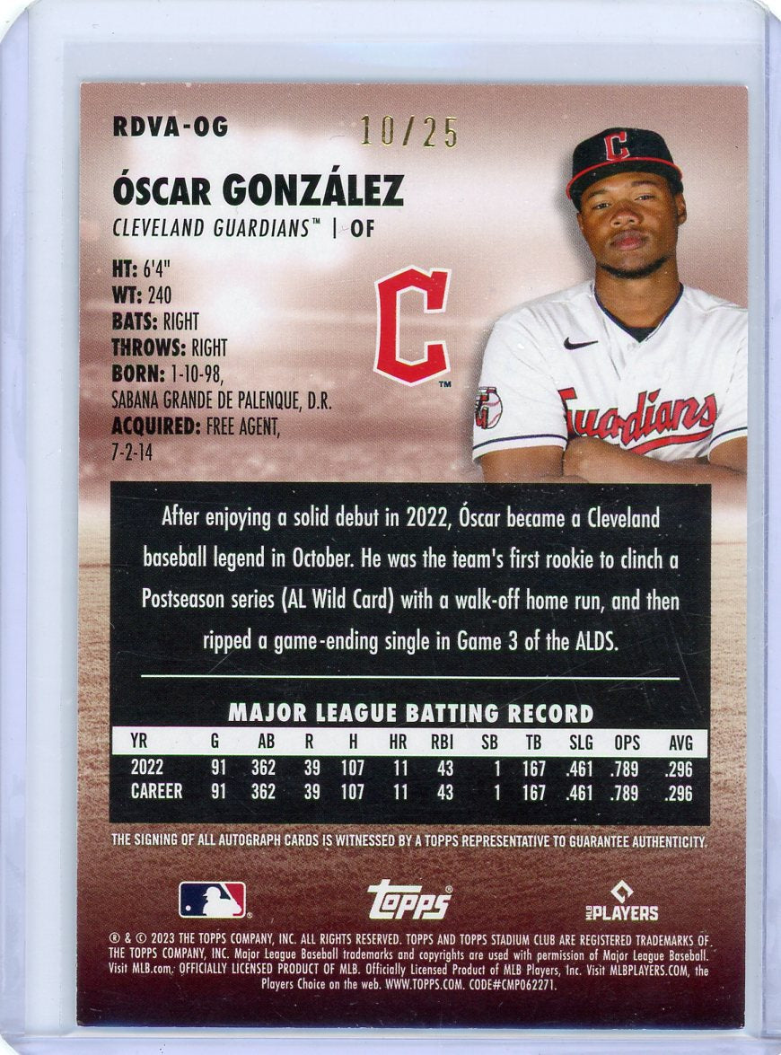 Oscar Gonzalez 2023 Topps Stadium Throwback autograph rookie card #'d 10/25
