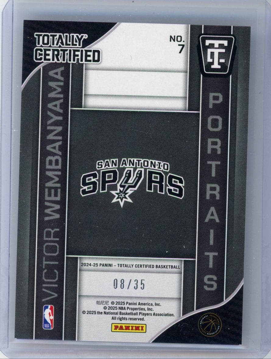 Victor Wembanyama 2025 Panini Totally Certified Portraits camo #'d 08/35