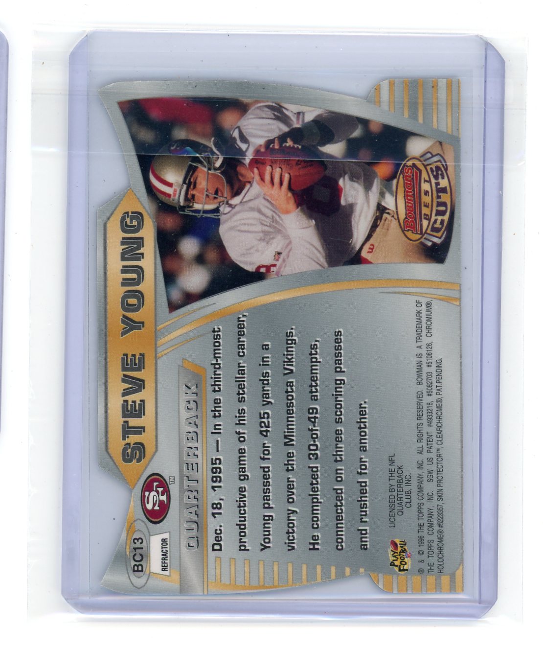 Steve Young 1996 Bowman's Best refractor Best Cuts die-cut