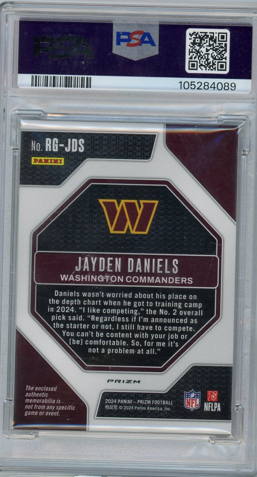 Jayden Daniels 2024 Prizm Rookie Gear PSA 9