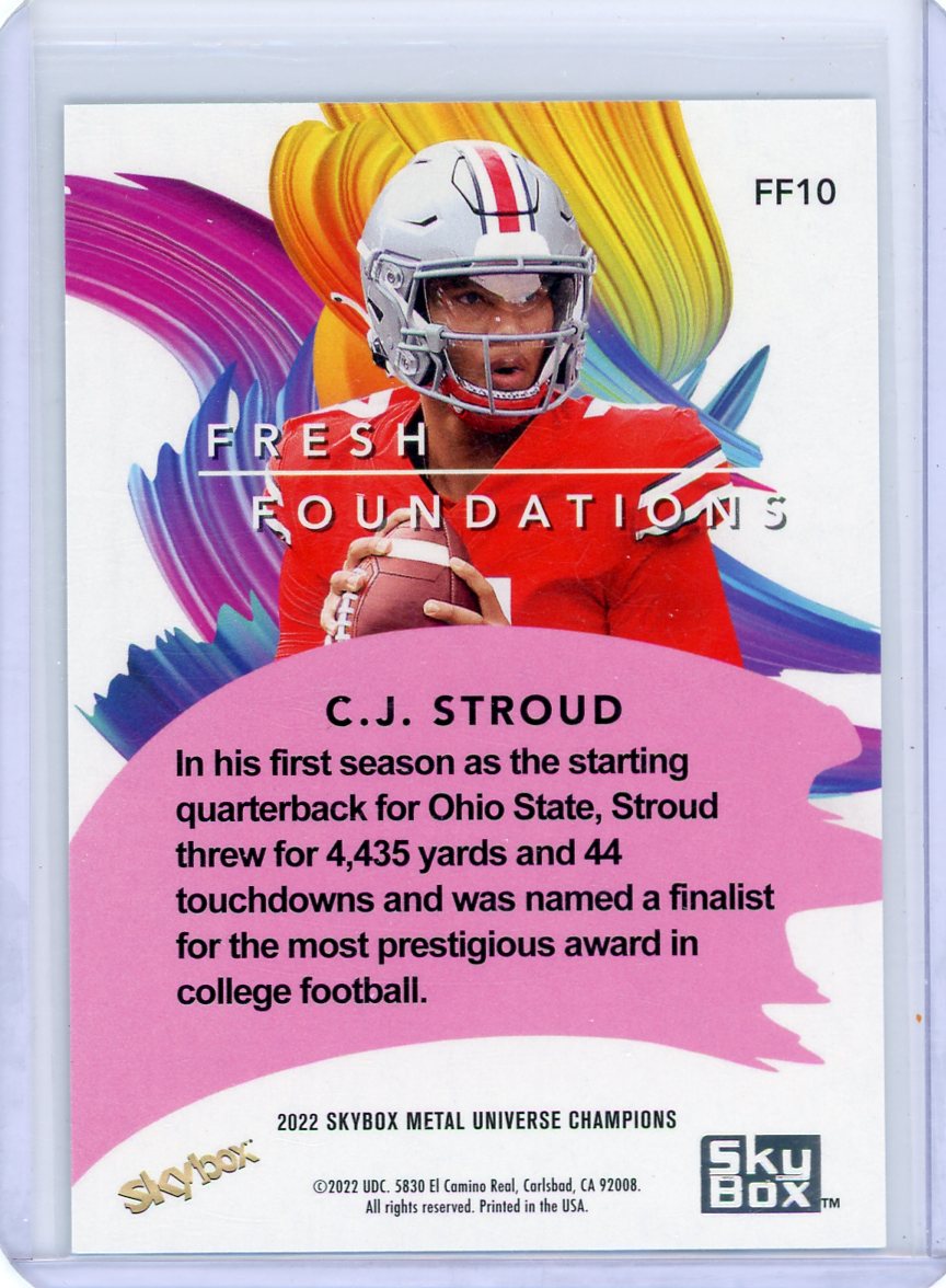 CJ Stroud 2022 Metal Universe Champions Fresh Foundations rookie card