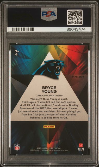 Bryce Young 2023 Panini Prizm Prizmatic Green Ice prizm rc PSA 10