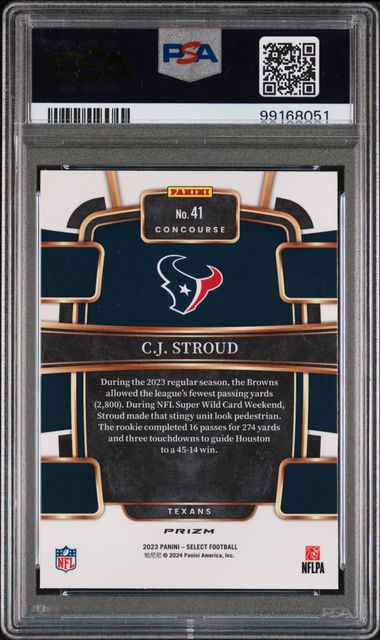 CJ Stroud 2023 Panini select silver prizm rookie card PSA 9