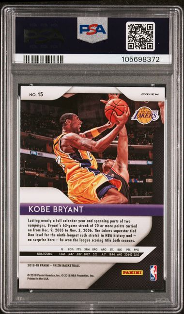 Kobe Bryant 2018 Panini Prizm Silver Prizm PSA 10
